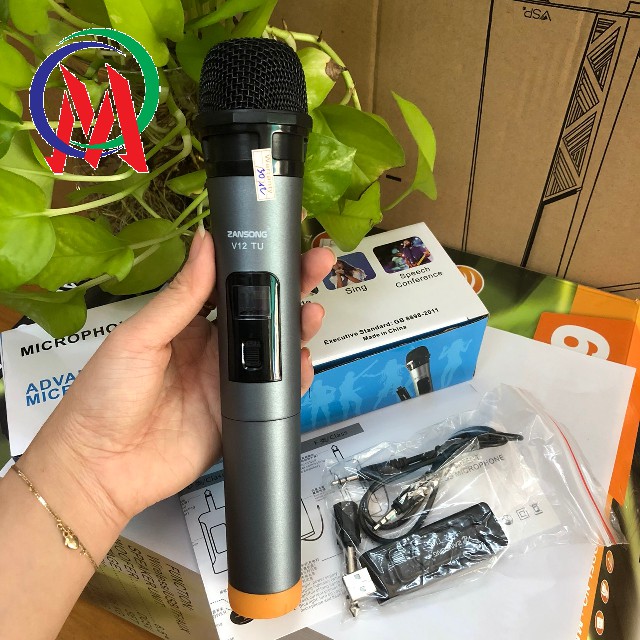 Micro Karaoke không dây đa năng Zansong V12 màn hình LCD (đen) - Hỗ trợ jack cắm 3.5mm và 6.5mm