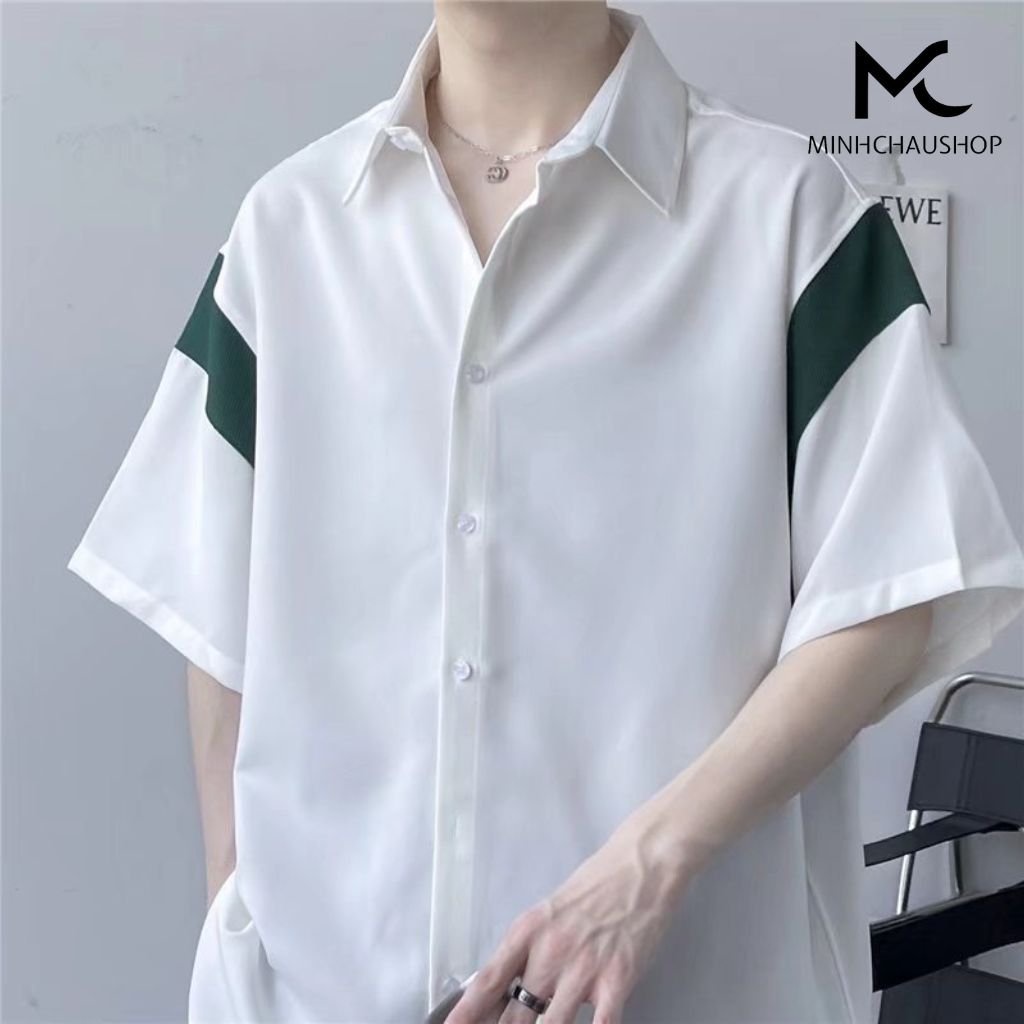 Áo Sơ Mi Nam Sanminhchau Áo Sơ Mi Tay Lỡ Form Rộng Phối Màu Chất Lụa Hàn Mềm Mại Thoáng Mát Thấm Hút Mồ Hôi Asm 45
