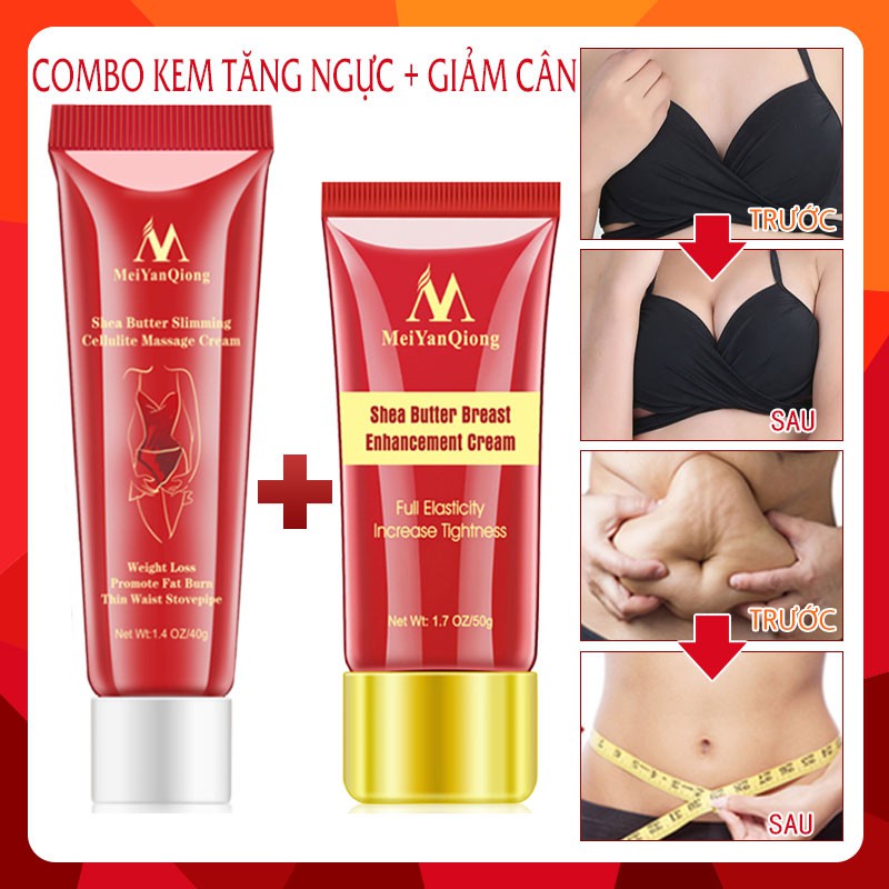 [Chính Hãng] MeiYanQiong Combo 1 Kem Tăng Ngực Chiết Xuất Bơ Hạt Mỡ 50g + 1 Kem Đốt Mỡ Giảm Cân Chiết Xuất Bơ Hạt Mỡ 50g