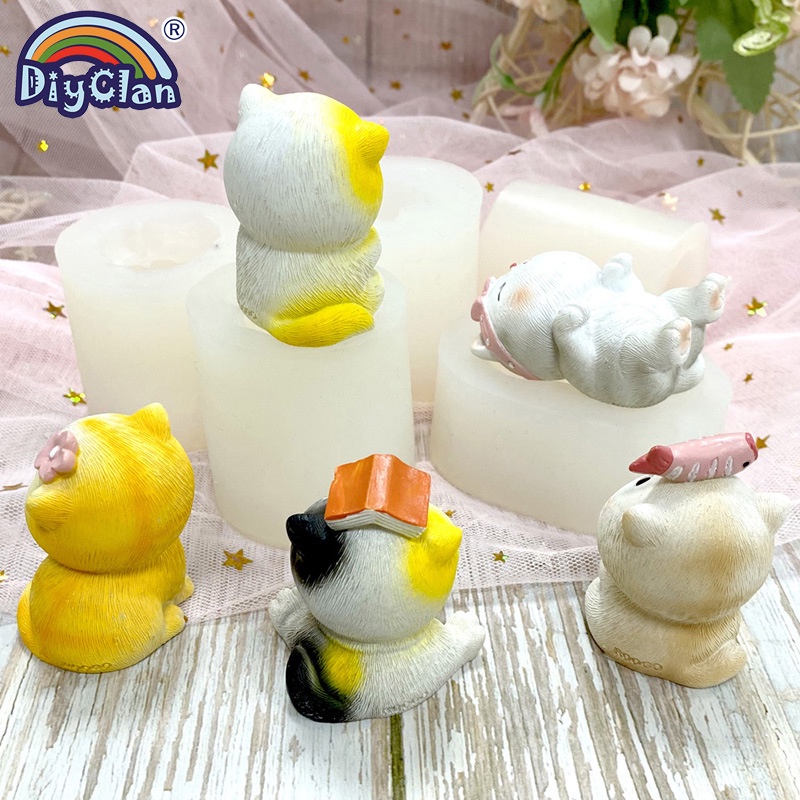 Khuôn Làm Bánh/Sô Cô La/Bánh Kem/Kẹo Mềm Thủ Công Hình Mèo 3d Bằng Silicon Dễ Thương