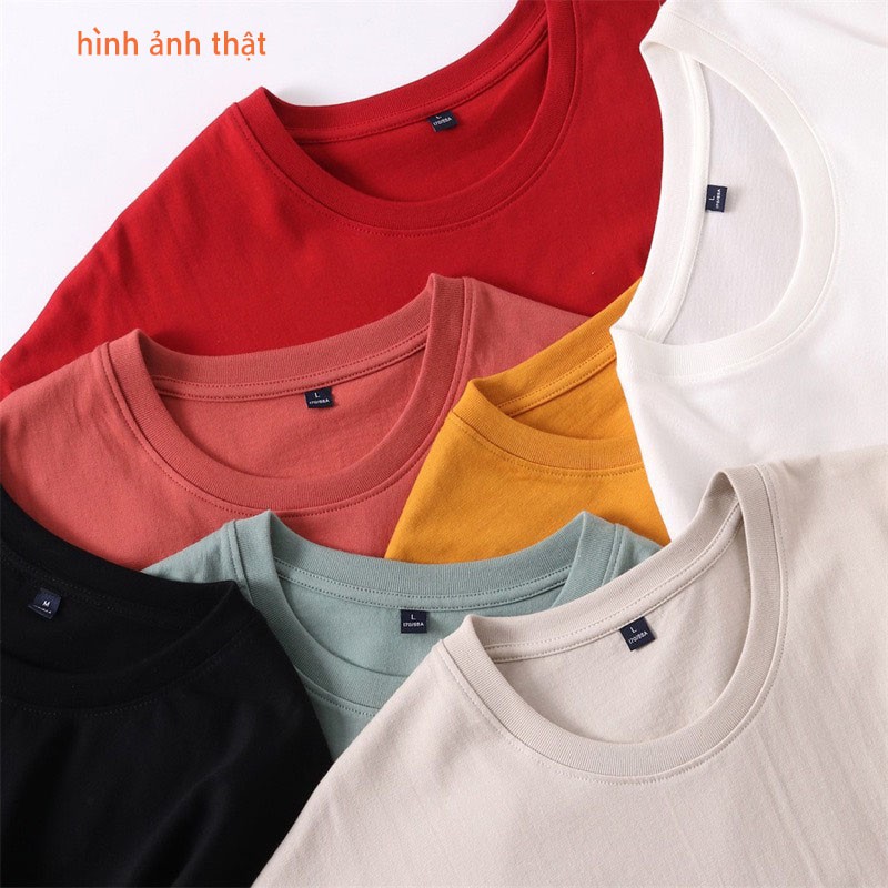 Áo phông trơn Cotton 100% dáng rộng tay lỡ unisex nam nữ nhiều màu basic áo thun oversize có tag thêu