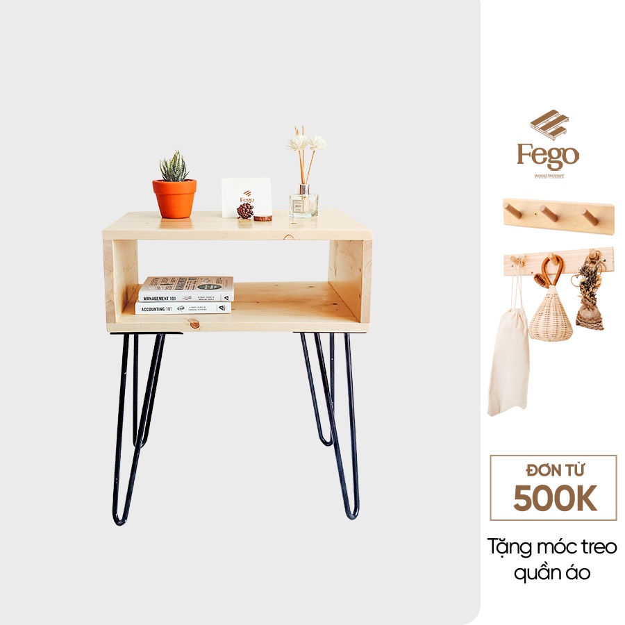 Kệ đầu giường/ Kệ gỗ thông tự nhiên Decor, trang trí nhà cửa FEGO0014