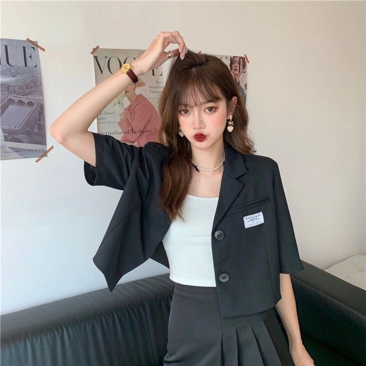 Áo Blazer Croptop Ngắn Tay Vest Dáng Ngắn Hàn Quốc blazer dáng ngắn BL02 | BigBuy360 - bigbuy360.vn
