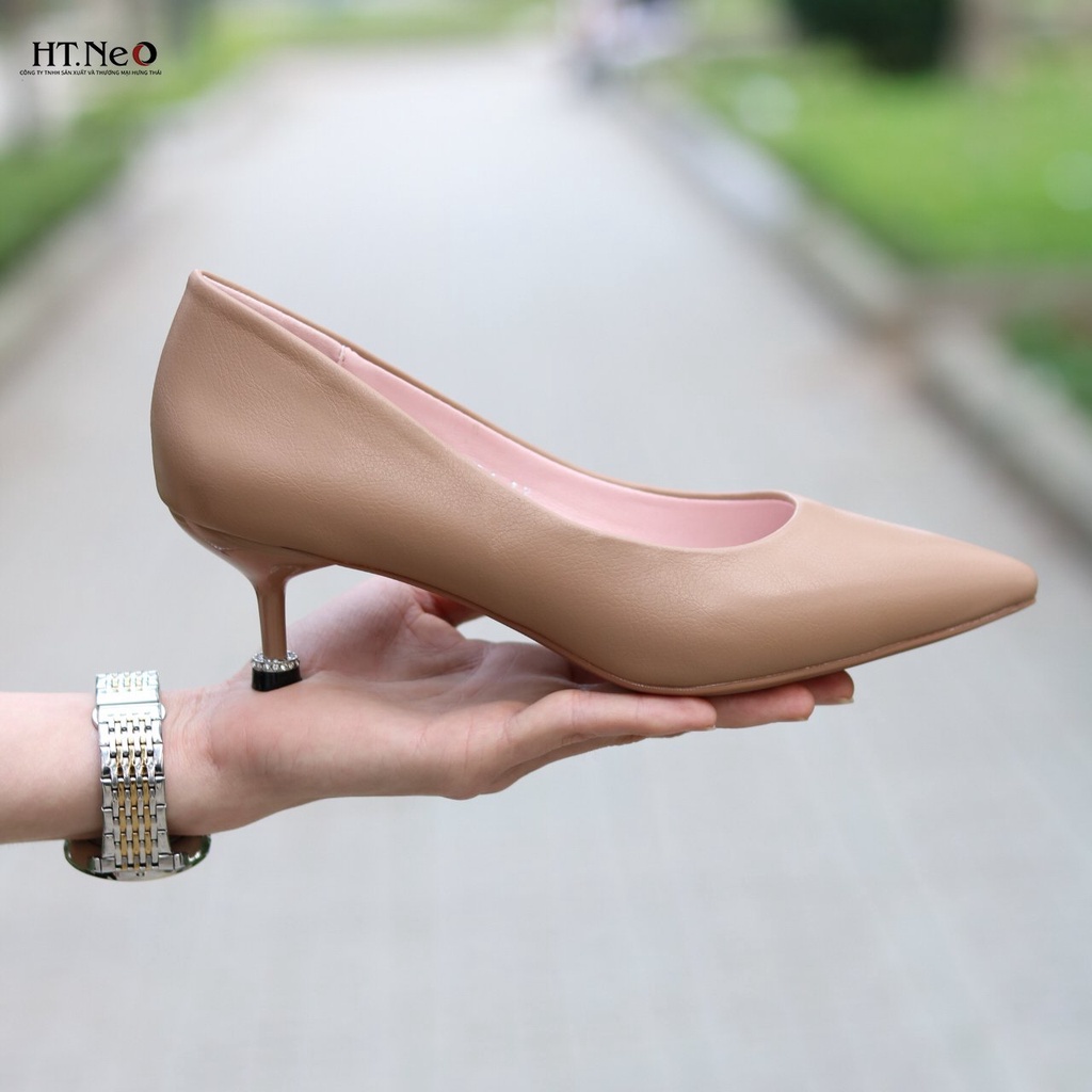 Giày cao gót mũi nhọn HT.NEO Da bò thật 100% gót nhọn 5cm cực xinh CS141