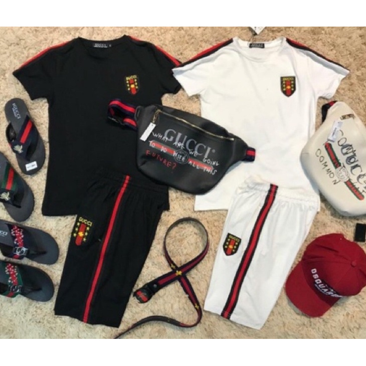 Set Bộ Thể Thao 2 Món Quần Shorts + Áo Nam Nữ Unisex Chất Vải Thun Guci MSA020