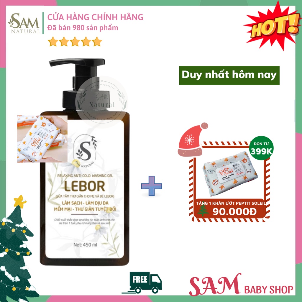 Sữa Tắm Cho Bé Thư Giãn Chống Cảm Lebor 450Ml - Dịu Nhẹ Cho Da Bé Không Cay Mắt Cho Trẻ Em [Sam Natural]