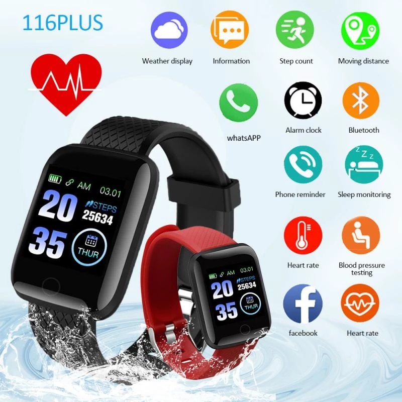Đồng hồ đeo tay thông minh TZUZL 116plus kết nối bluetooth đo nhịp tim/huyết áp 2021 cho nam nữ