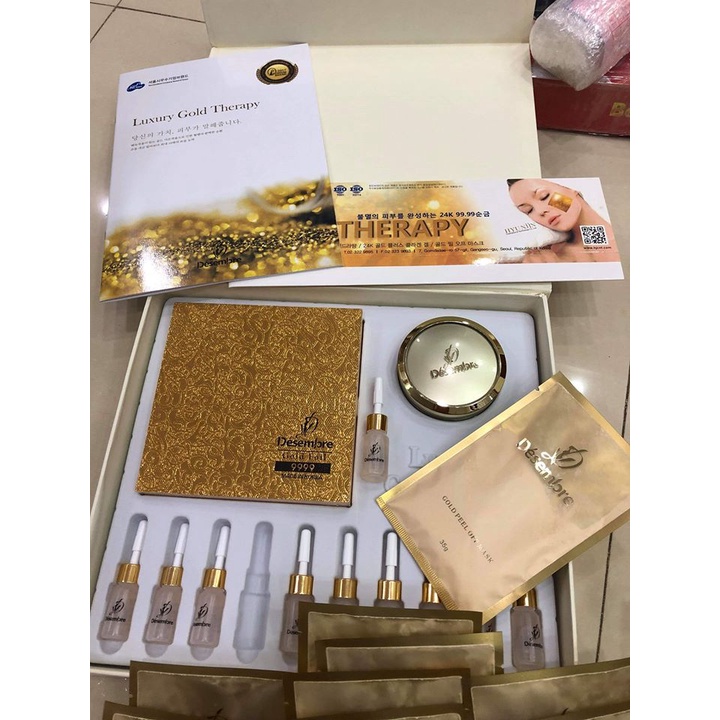 Bộ Mặt Nạ Vàng 24K LUXURY GOLD THERAPY - Dát Vàng Trẻ Hóa Da Mặt [ Hàng Cao Cấp]
