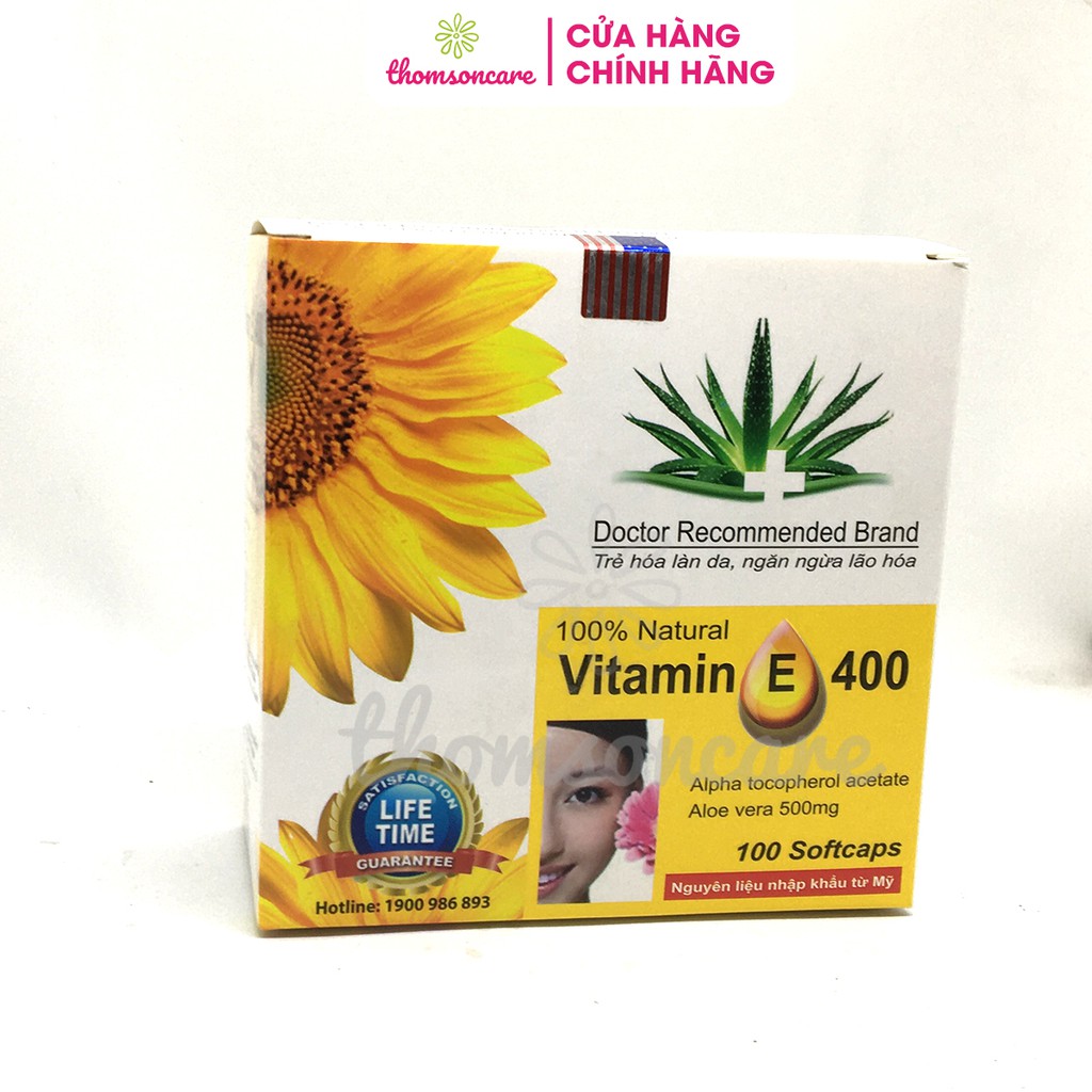 Viên uống Vitamin E 400 Giúp làm đẹp da, giảm lão hóa - Hộp 100 viên. | Thế Giới Skin Care