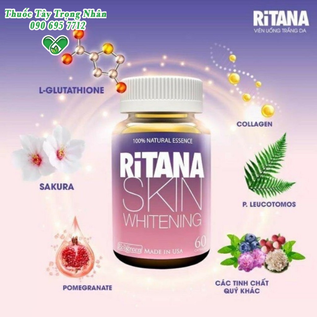 Viên Uống Trắng Da RITANA SKIN WHITENING Làm Trắng Trẻ Hoá Da Ngăn Ngừa Lão Hoá | BigBuy360 - bigbuy360.vn