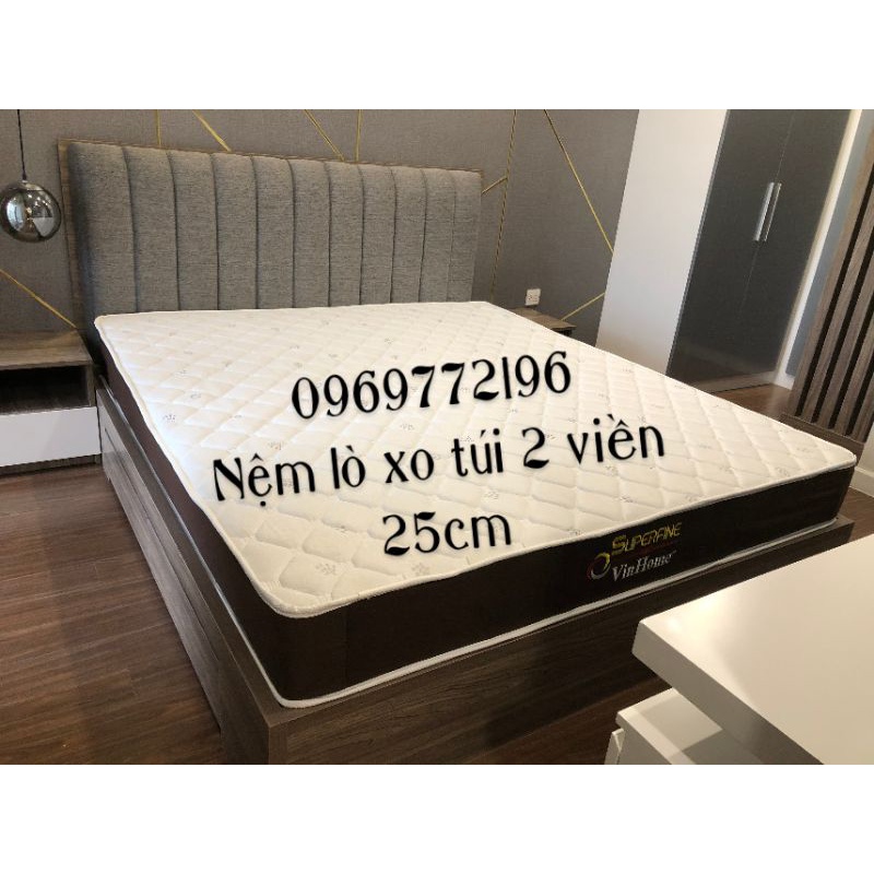 Nệm lò xo túi VinHome 1m6x2m dày 25cm - bảo hành 15 năm - Giao hàng miễn phí nội thành SG