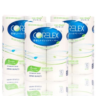 3 Lốc Giấy Vệ Sinh Nhật Bản Corelex Không Lõi, Tự Huỷ, Tiết Kiệm, An Toàn Cho Da 6 Cuộn (18 Cuộn)