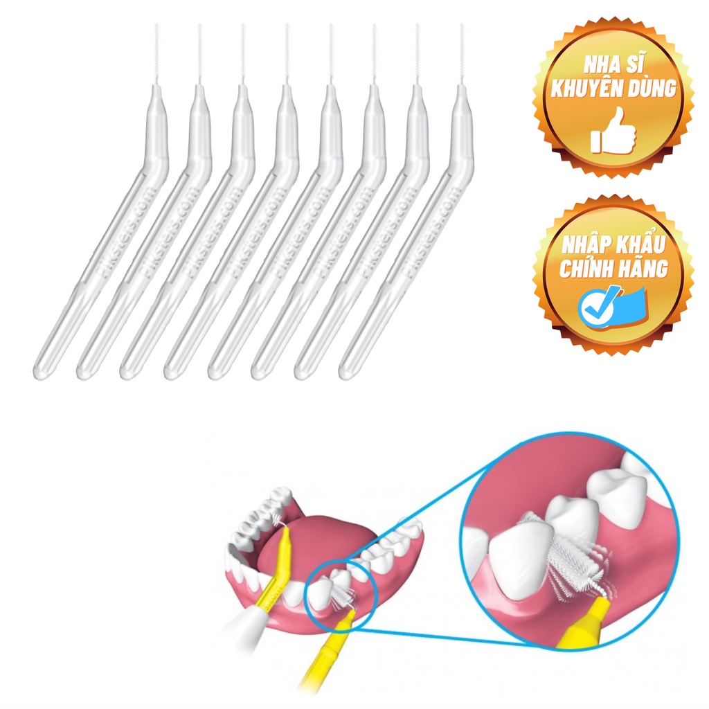 [NHẬP KHẨU CHÍNH HÃNG] Tăm xỉa kẽ bẻ góc bàn chải kẽ bẻ góc cao cấp Piksters Úc