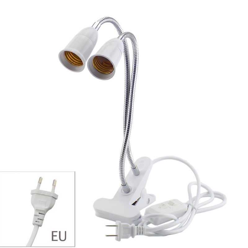 Đuôi Đèn LED E27 Hai Đầu Kẹp Linh Hoạt Xoay 360 Độ Có Công Tắc Mở Rộng Cho Đèn Trồng Cây