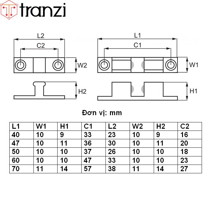 Chốt bi đồng 47x10x11x36mm, 30x10x11x20mm