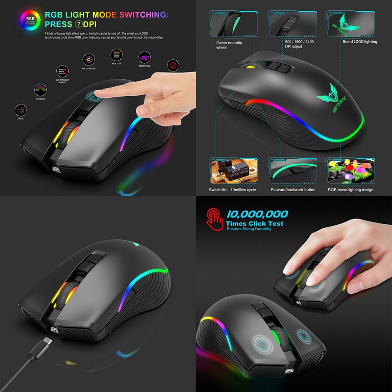 Chuột Không Dây Pin sạc T26 Gaming Mouse Type C