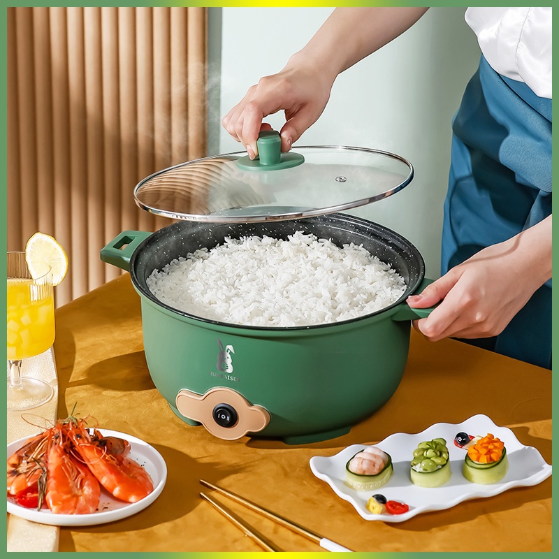 Nồi Lẩu Điện 26cm, Nồi Nấu Mì 2 Tầng Kèm Giá Hấp- Cao Cấp, Phù Hợp Cho 3-6 Người