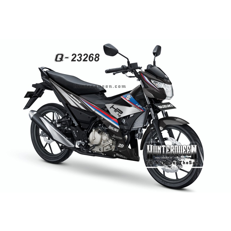 Tem rời chế xe Raider FI màu đen. Chủ đề HP4. Thay đổi màu sắc và chi tiết theo yêu cầu. Sắc nét, bền màu