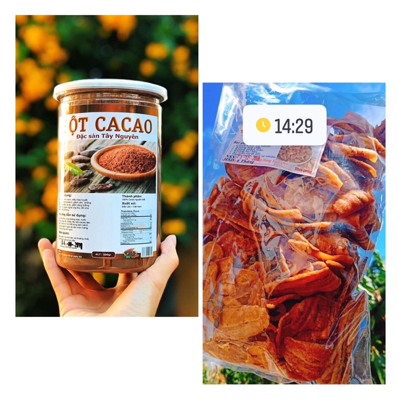 COMBO CHUỐI SẤY KHÔNG ĐƯỜNG 500Gr VÀ CACAO NGUYÊN CHẤT 500Gr, GIÒN, THƠM