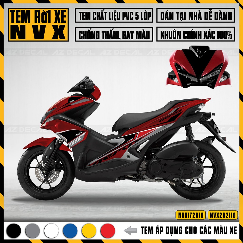 Tem Aerox Dán Xe NVX 125-155 | NVX10 | Dán Xe Màu Trắng, Đen, Đỏ, Xanh - Decal Cao Cấp Chống Nước, Bền Màu Cho NVX V1/V2