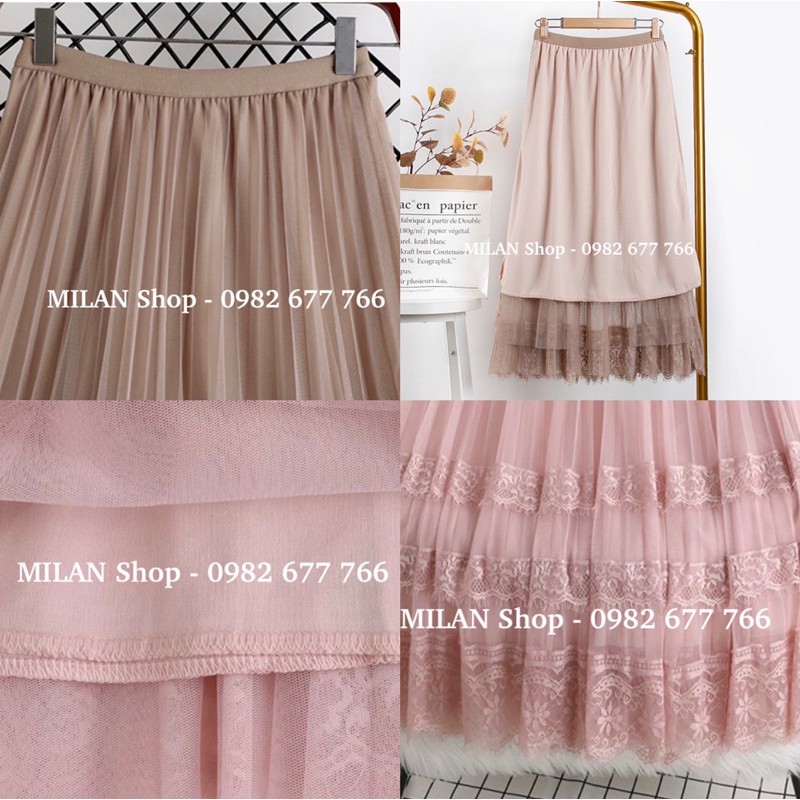 [Mã WASTUP giảm 10% tối đa 30K đơn 99K] Chân váy xếp ly công chúa phối ren dịu dàng nữ tính | BigBuy360 - bigbuy360.vn