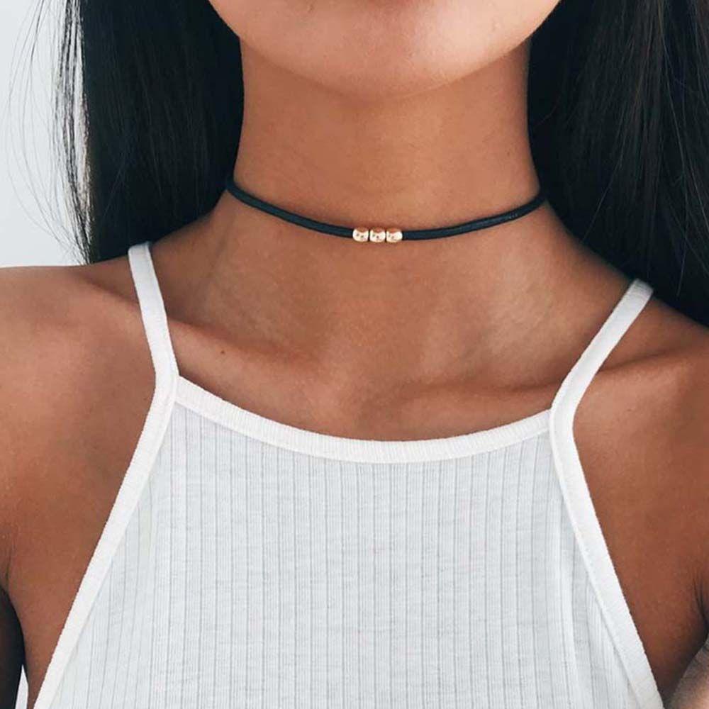 Vòng Cổ Choker Da Pu Màu Đen Phong Cách Gothic Thời Trang Cho Nữ