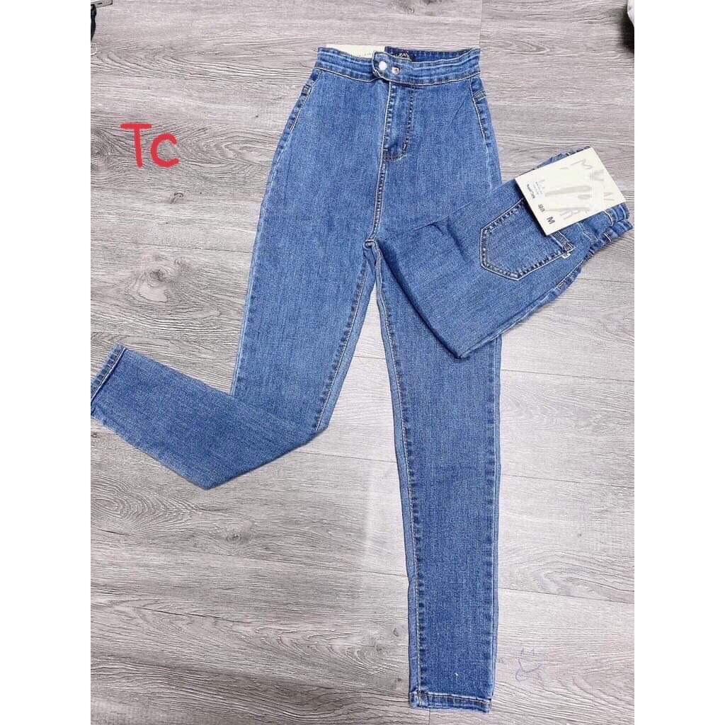 Quần jean nữ lưng cao rách gối co giãn, quần jeans bò nữ cạp cao dáng ôm rách gối, cao cấp.