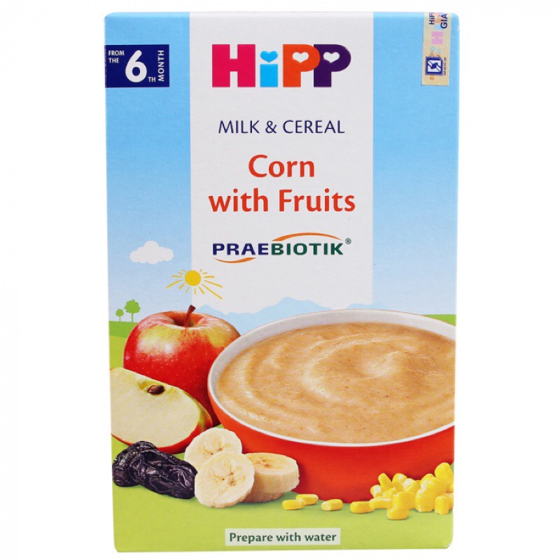 (6M) Bột ăn dặm Hipp vị hoa quả bắp sữa 250g