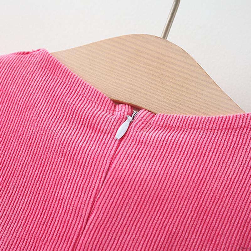 Đầm Công Chúa Vải Nhung Kẻ Dành Cho Bé Gái