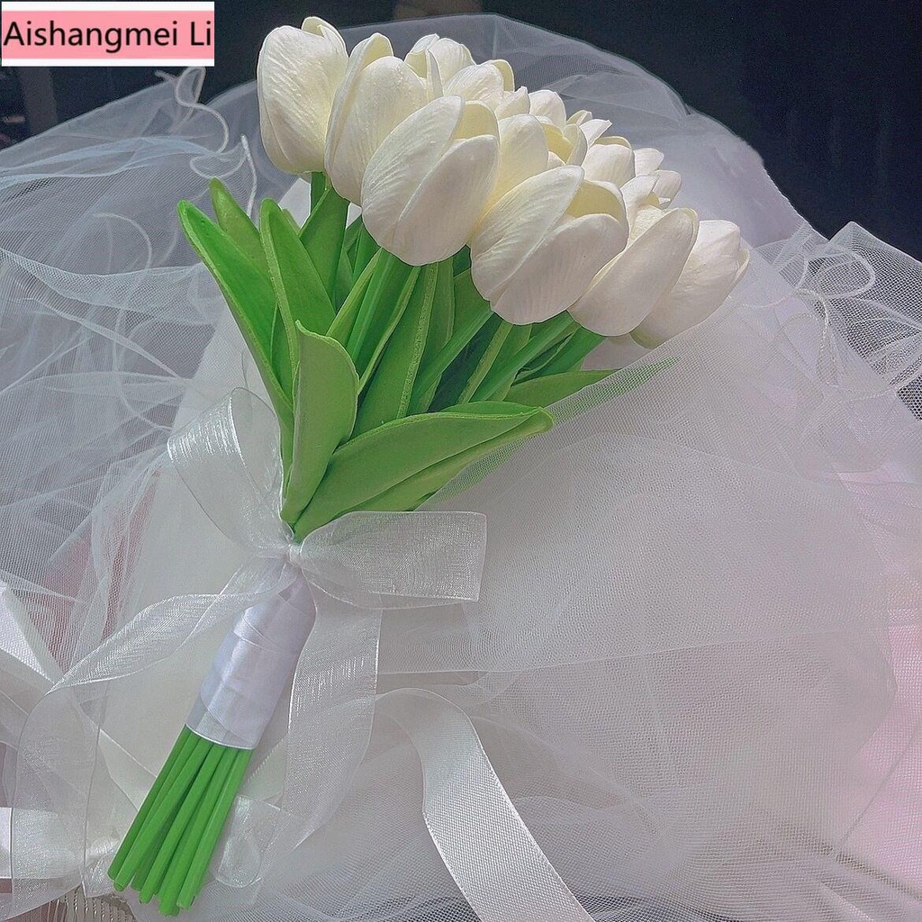 Bó Hoa Tulip Bằng pu Nhân Tạo Phong Cách Hàn Quốc Dùng Trang Trí Nhà Cửa/ Tiệc Cưới