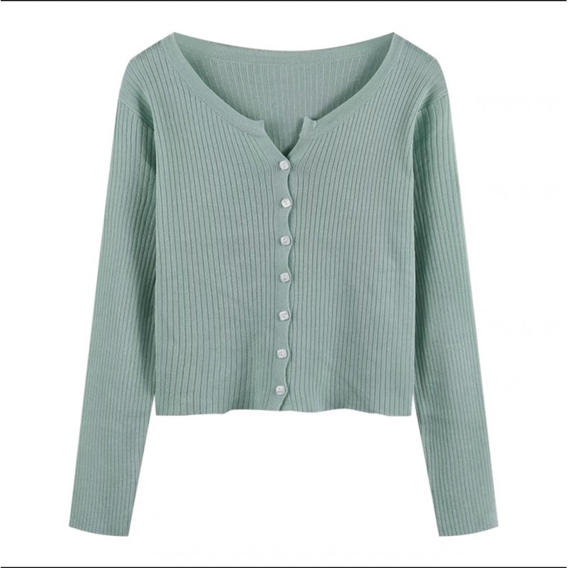 Cadigan cổ V cúc vuông siêu xinh