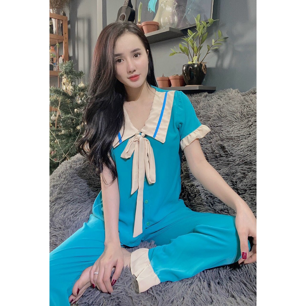 Đồ bộ nữ mặc nhà Pijama tiểu thư thắt nơ MTB1 Đồ ngủ LỤA SATIN mặc nhà cao cấp