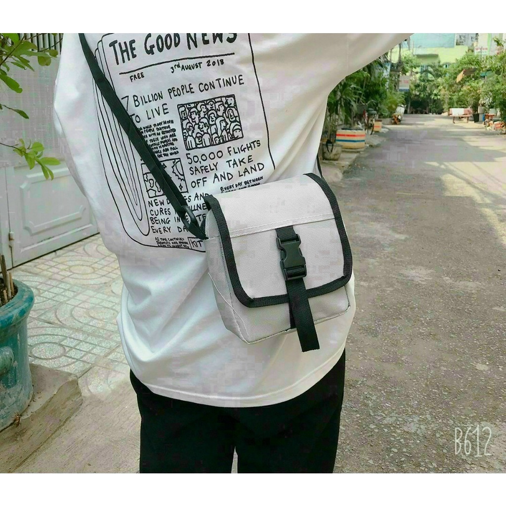 Túi đeo chéo khoá gài nam nữ mini vải canvas nhỏ gọn giá rẻ đẹp dễ thương | BigBuy360 - bigbuy360.vn
