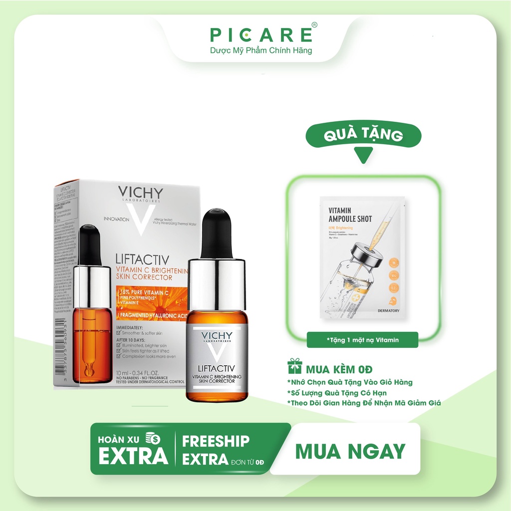 Dưỡng chất 15% Vitamin C làm sáng và cải thiện làn da lão hóa Vichy Lifactiv Vitamin C 10ml