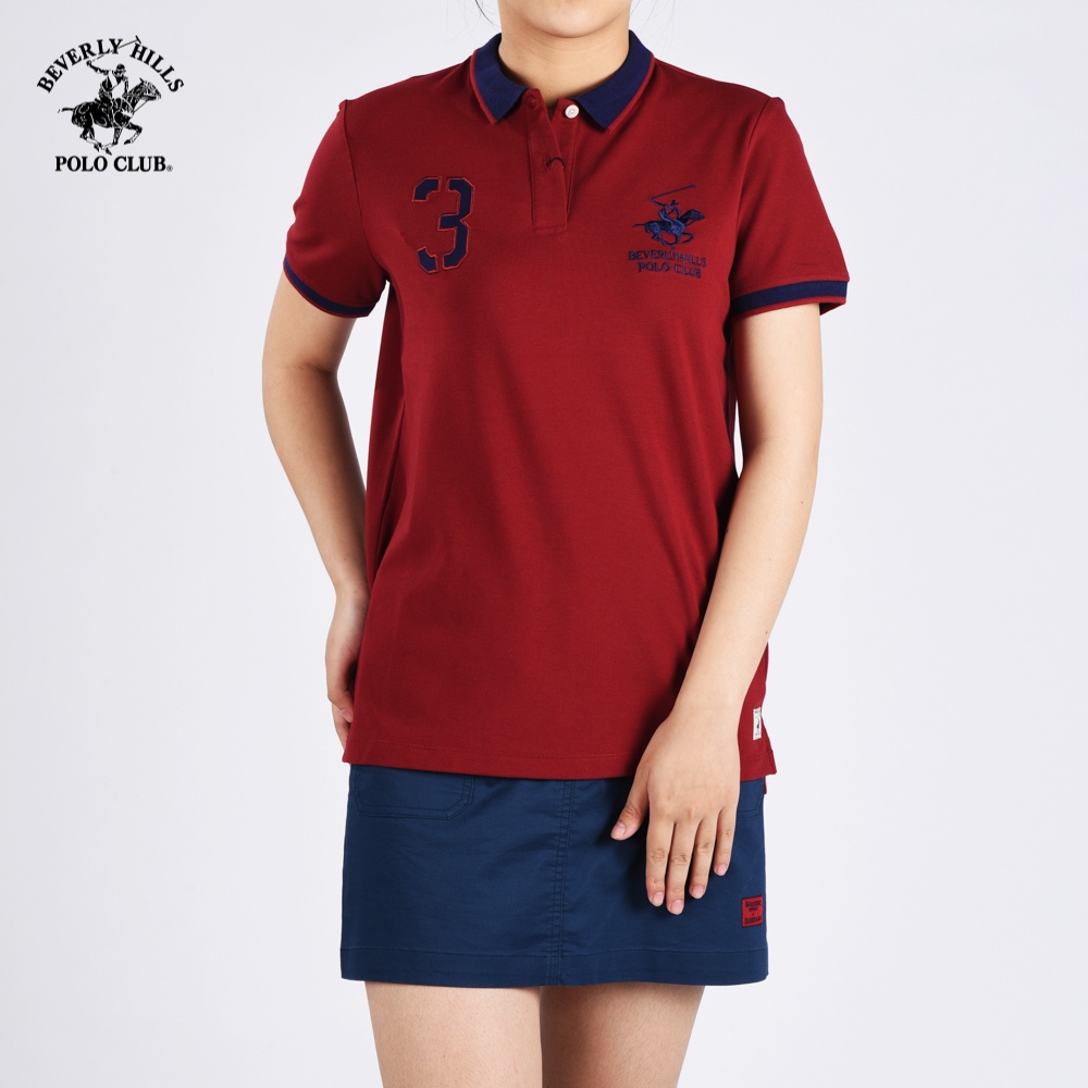 Beverly Hills Polo Club - Áo polo Ngắn tay Nữ Trendy Đỏ đậm 08 DBK08- BHPC WAPN0027