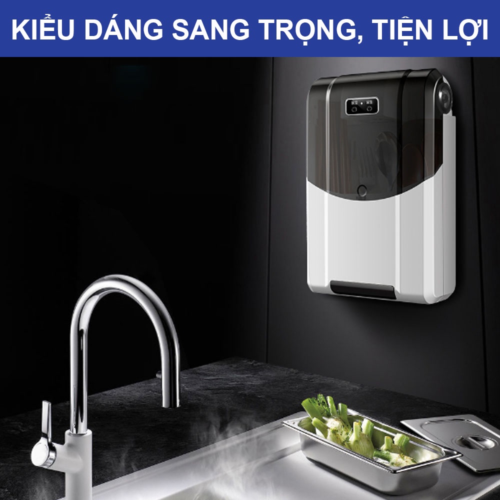 Máy khử khuẩn sấy khô đũa thìa bằng tia UV cao cấp, Máy sấy đũa thìa treo tường đa năng tiện lợi tránh ẩm mốc