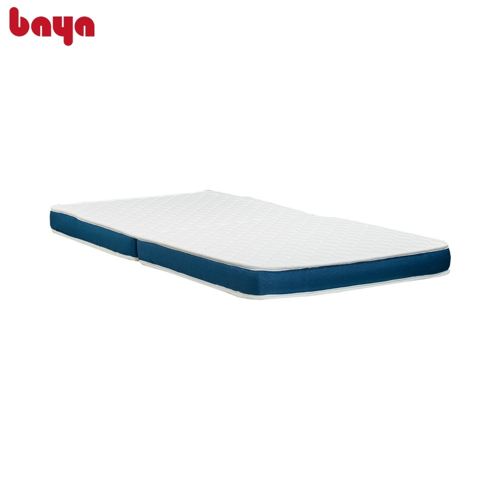 Nệm Ngủ Gấp Gọn BAYA SAPA Màu Trắng Viền Xanh Làm Từ Vải Gấm Xốp Có Trần Mút Tạo Múi Đem Lại Cảm Giác Êm Ái
