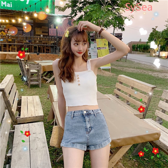 Áo 2 dây không tay ngắn gợi cảm kiểu mùa hè cho nữ