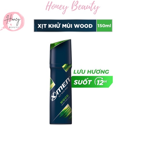 Xịt khử mùi X-men Wood hương phóng khoáng từ xạ hương gỗ tuyết tùng mùi hương nam tính lưu hương 12h toàn thân 150ml