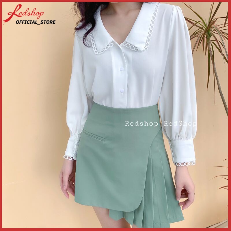 Chân Váy Xếp Ly Ngắn Dáng Chữ A Vạt Lệch Thiết Kế Cách Tân REDSHOP