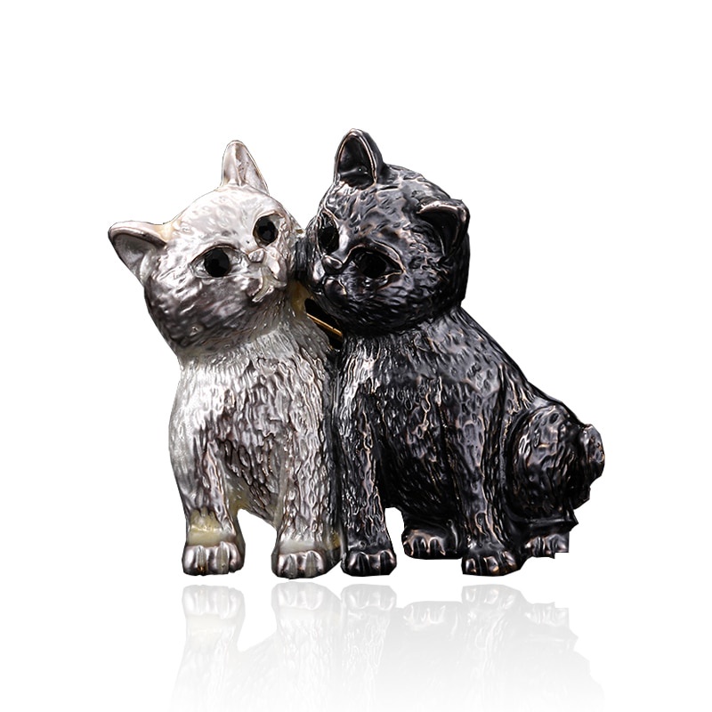 Ghim Cài Áo Hình Mèo Bằng Hợp Kim Tráng Men 2 Màu Sắc