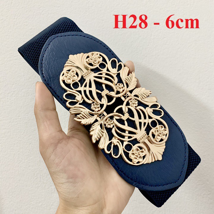 Đai váy bản 6cm xanh coban H28