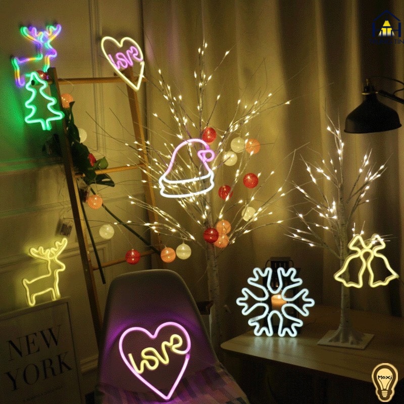 Đèn LED chữ NEON nhiều mẫu NOEL GIÁNG SINH LỄ TẾT trang trí DECOR phòng ngủ có hộp PIN + USB