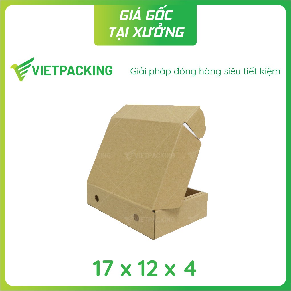 17x12x4 - 50 hộp carton nắp gài đựng dâu 250g có lỗ V260