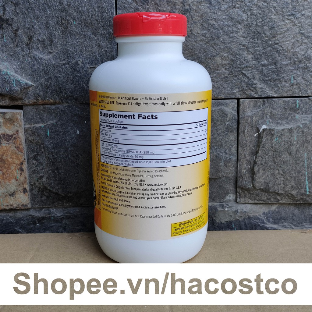 Hàng Tem Trầy- Viên Uống Fish Oil Dầu Cá Kirkland 400 Viên [Mẫu Mới 2020] - Nắp Đỏ Hình thực tế | BigBuy360 - bigbuy360.vn