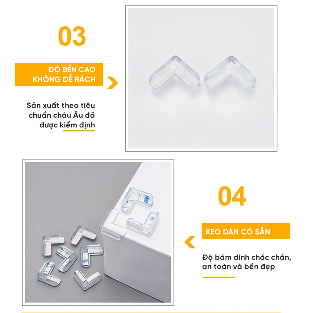 Miếng bịt góc bàn AMOBABY bọc cạnh bàn, góc tủ bằng silicone an toàn cho bé