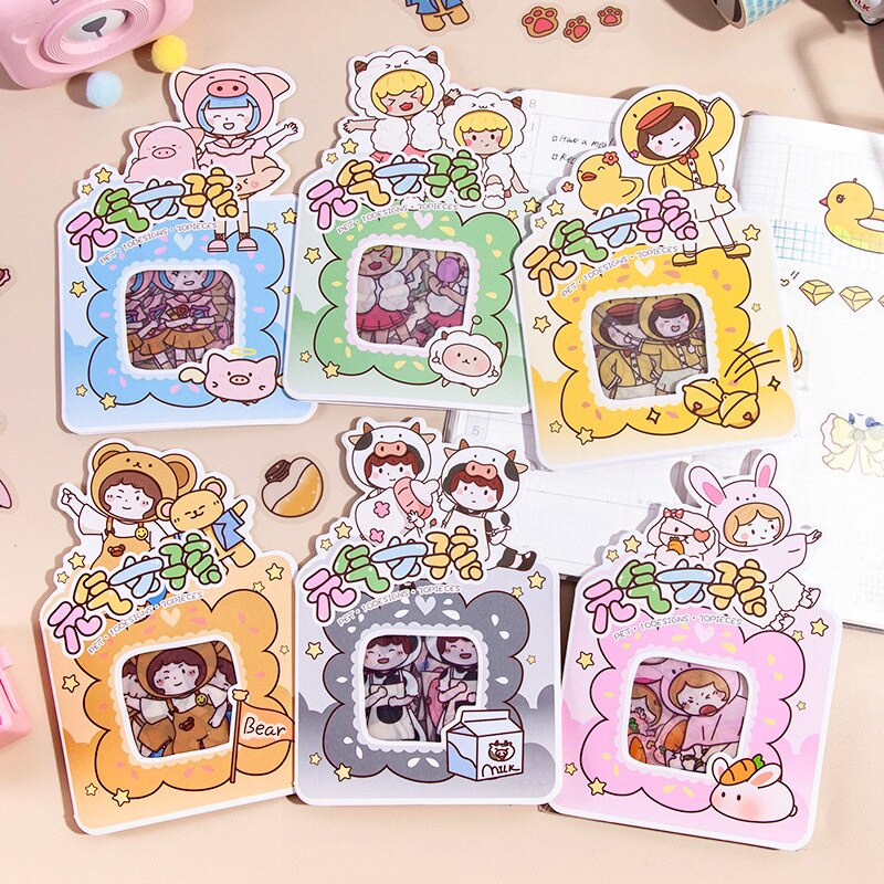 Set 30 Miếng Dán Hình Cô Gái Nhiều Màu Sắc Chống Thấm Nước Siêu Bền