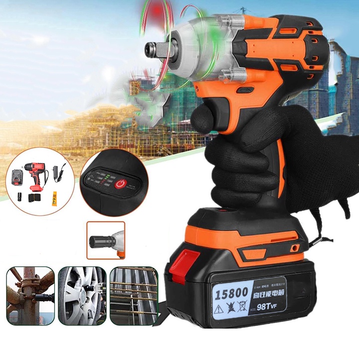 Máy khoan pin siết bulong KETEWE không chổi than, Máy bắn vít bắn ốc bắn tôn pin 10 cell