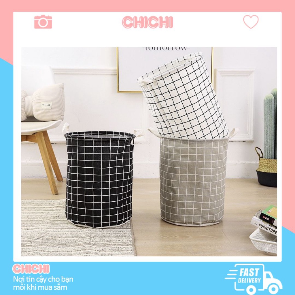 Giỏ đựng quần áo đa năng vải canvas gấp gọn túi vải đựng đồ chống thấm ChiChi TV04