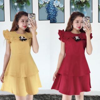 Đầm 2 tầng phối nơ